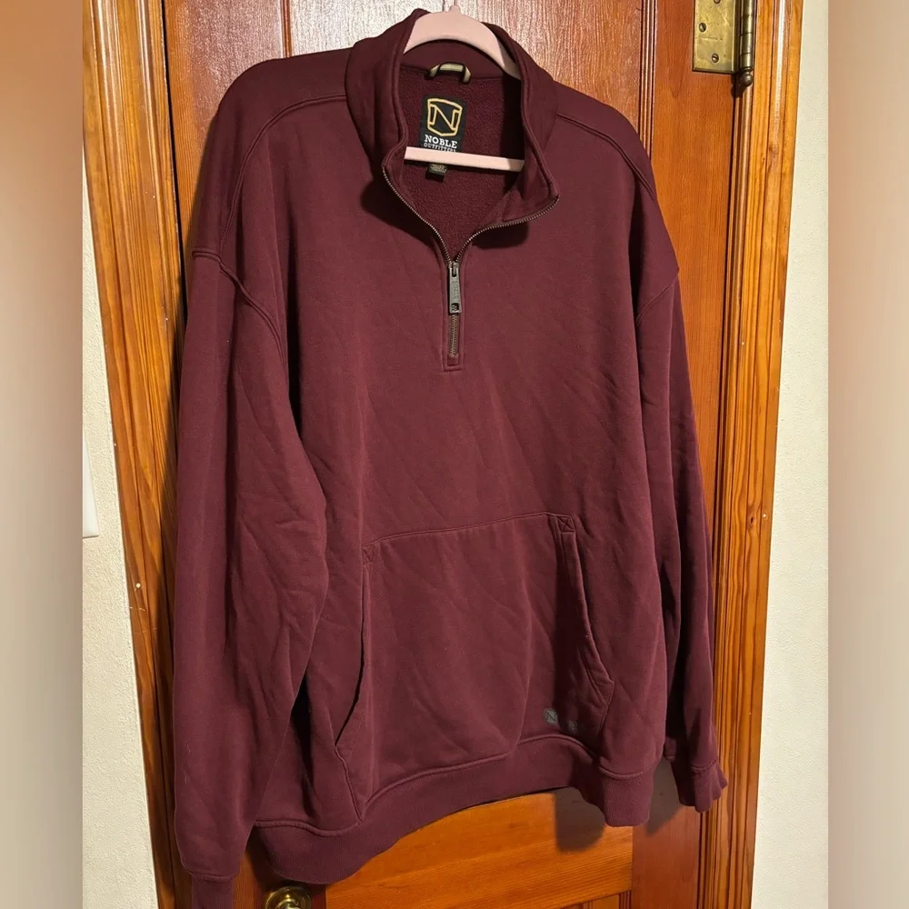 NOBLE OUTFITTERS Men's Burgundy Quarter Zip Sweater Size 3XL